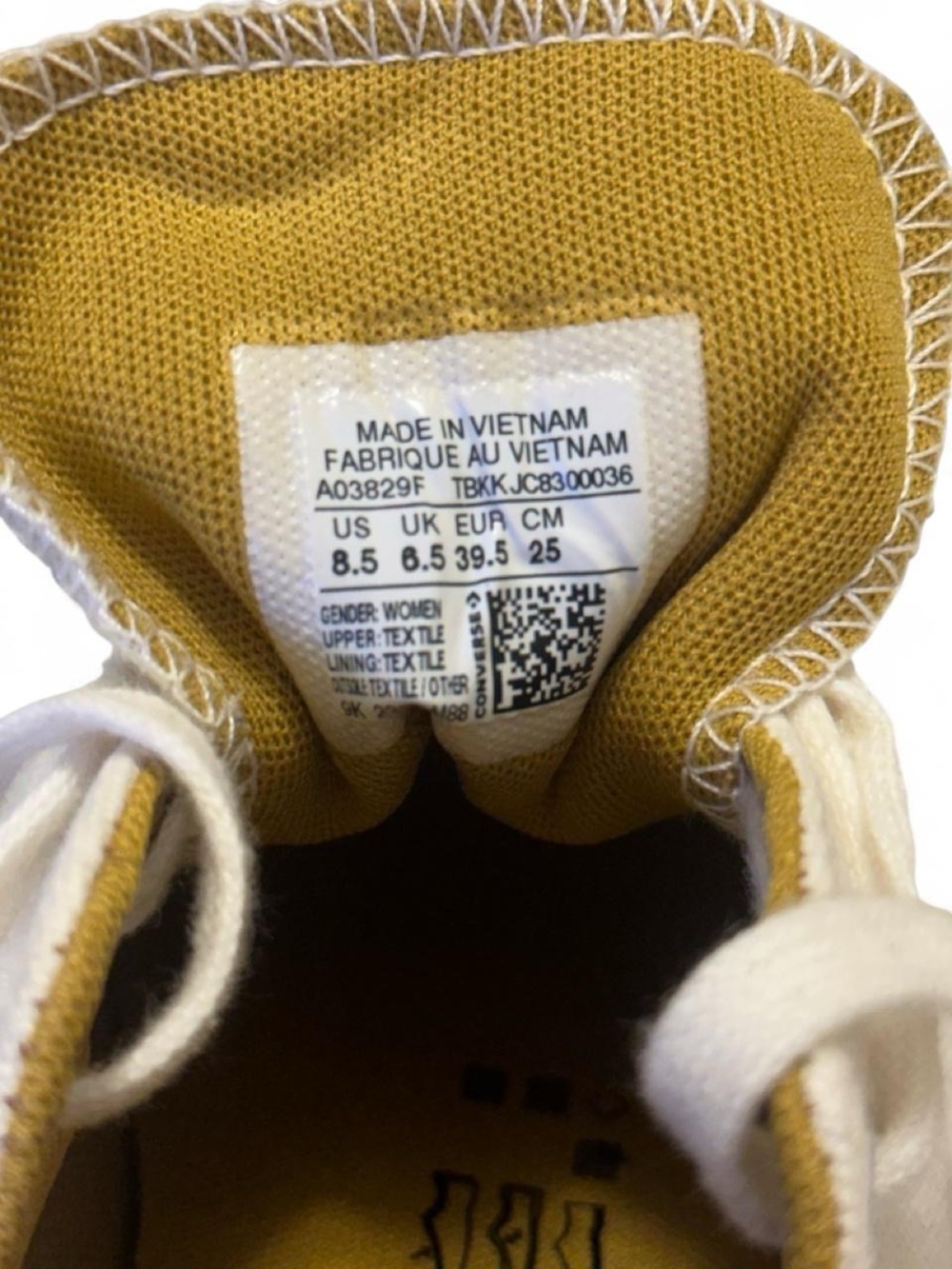 Converse Womens Low Top Platform Sneakers White Cream Denim Mustard Accents 8 - Picture 7 of 9
